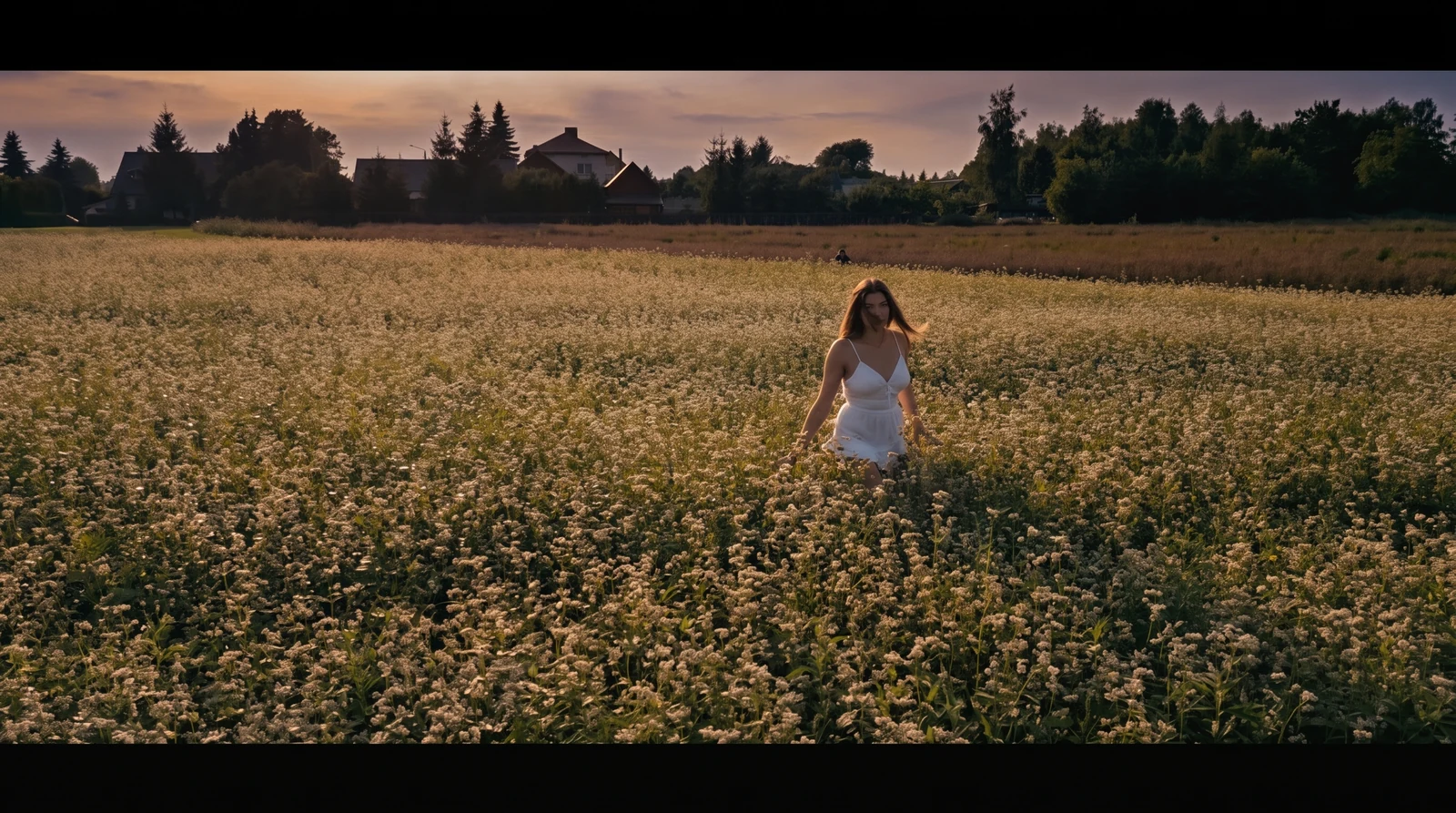 Klatka z filmu — pole o zmierzchu